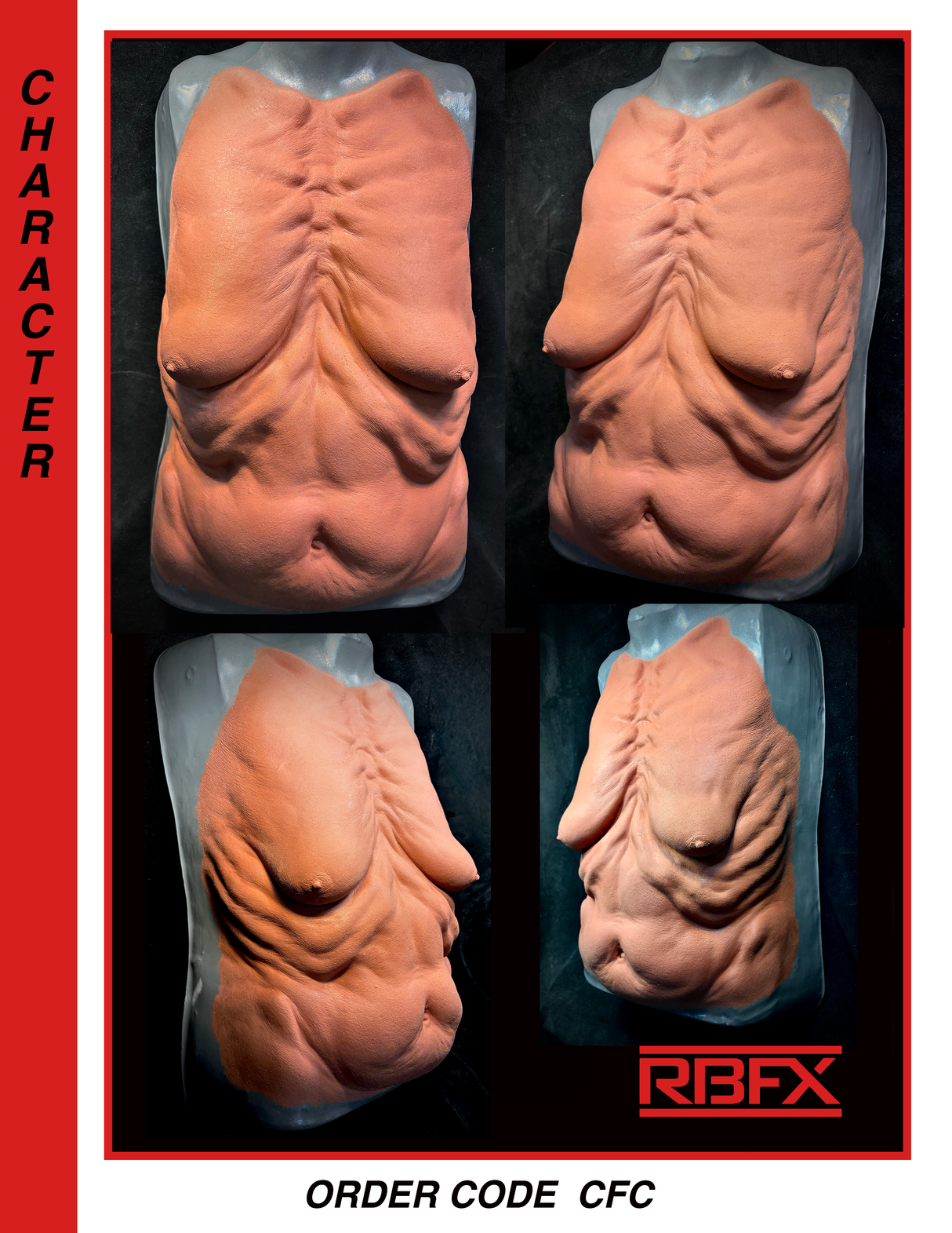 CFC -FEMALE CHEST/HAG/WITCH  Small-Medium   FOAM LATEX