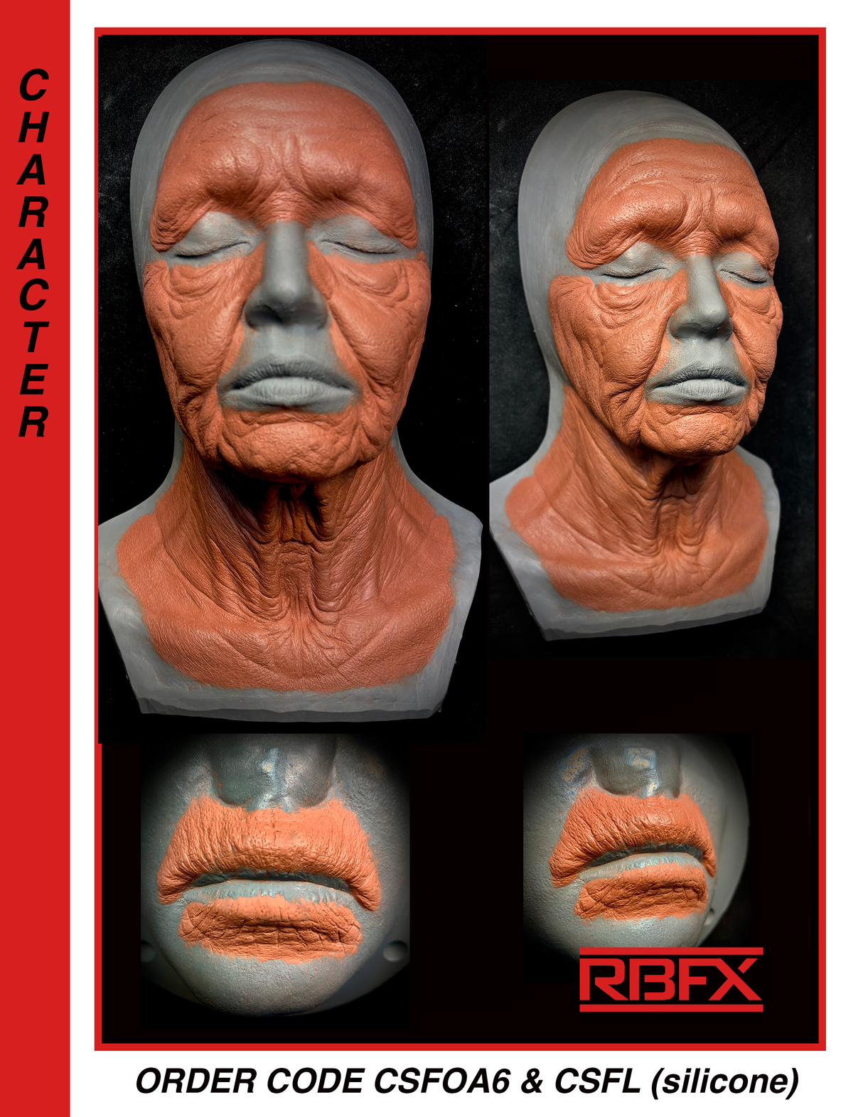 CSFOA6 & CSFL - FEMALE OLD AGE FACE, NECK, LIPS - silicone