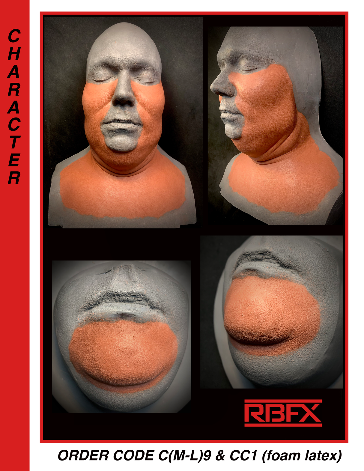 C(M-L)9 & CC1 - MALE CHUBBY CHEEK & NECK WRAP - Foam Latex