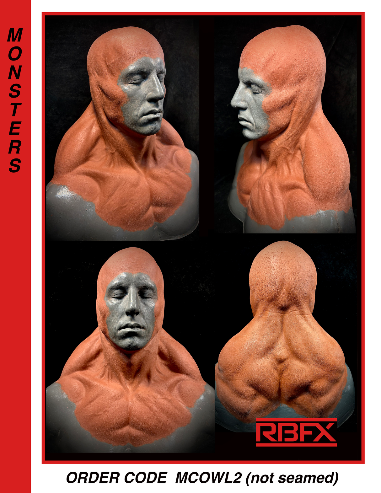 MCOWL2 (NOT SEAMED) - MONSTER COWL/MUSCLES/ ORC/GORILLA/WEREWOLF/DEMON - Foam Latex