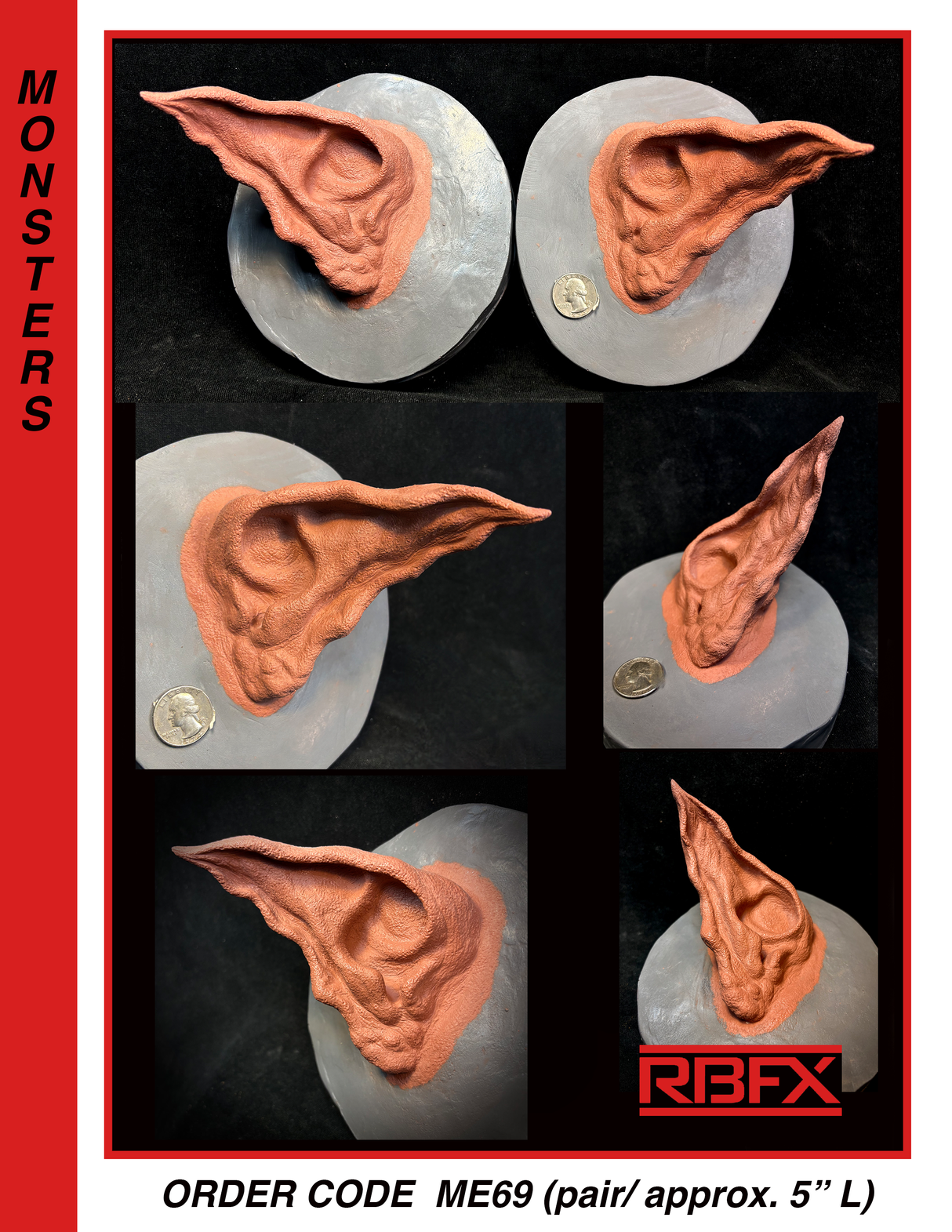 ME69 - ORC/GOBLIN/WITCH/MONSTER EARS - Foam Latex