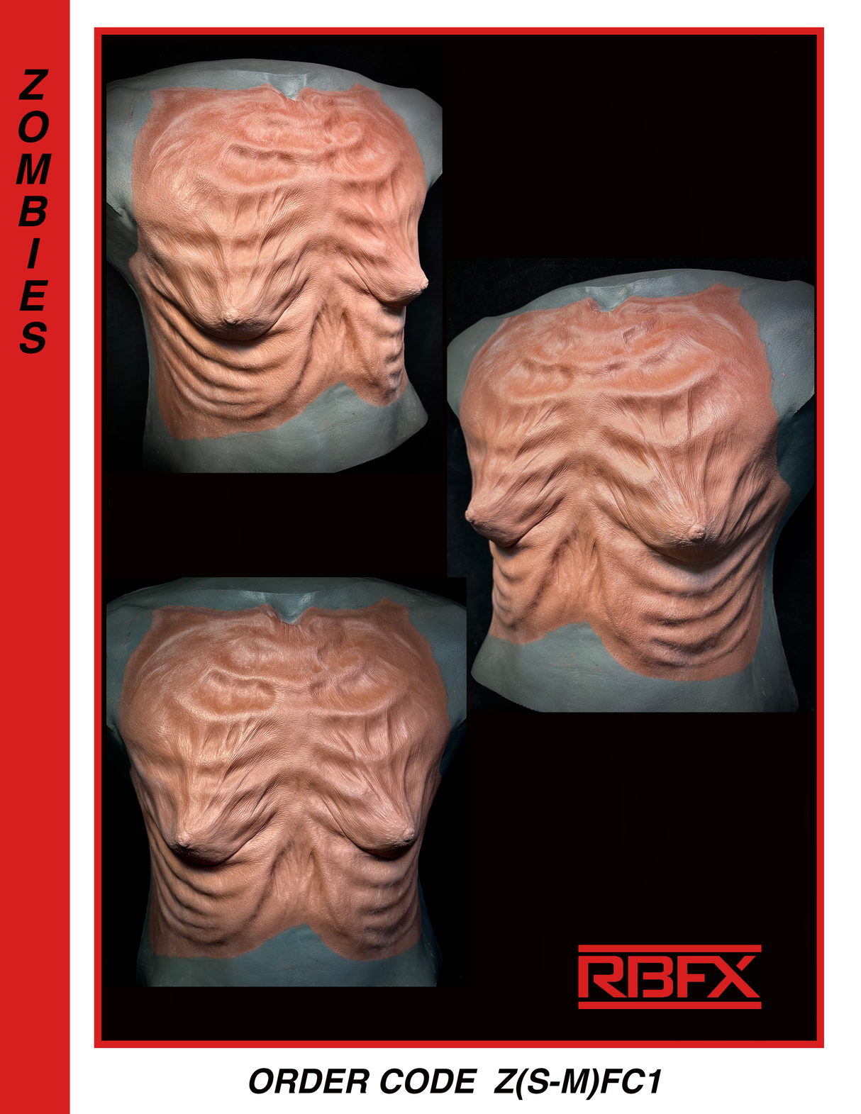 Z(S-M)FC1 - FEMALE ZOMBIE CHEST/ WITCH - Foam Latex