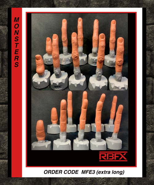 MFE3- EXTRA LONG FINGER EXTENSIONS/ ALIENS / WEREWOLF/ CREEPY - Foam Latex