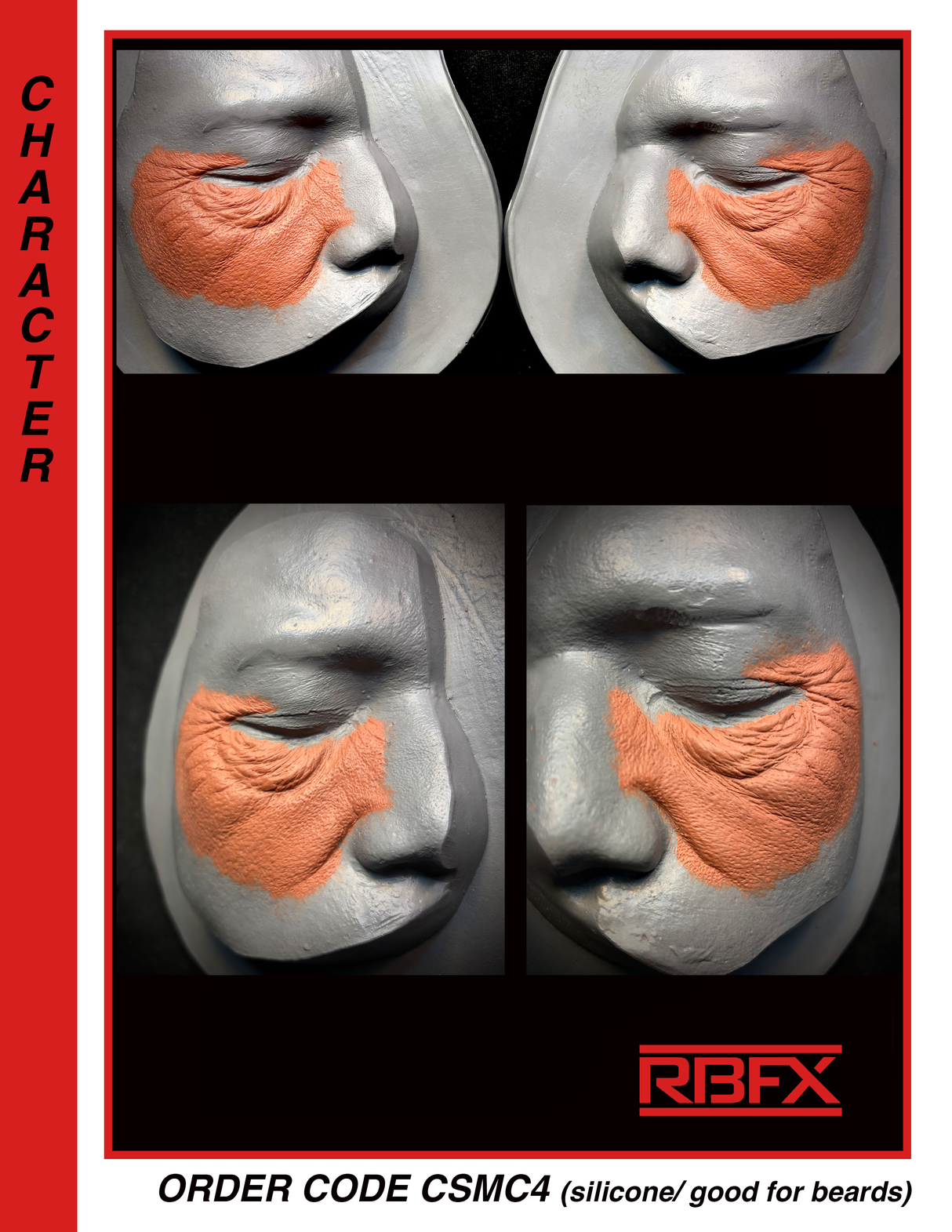 CSMC4-Male Old Age Cheeks for beards- Silicone