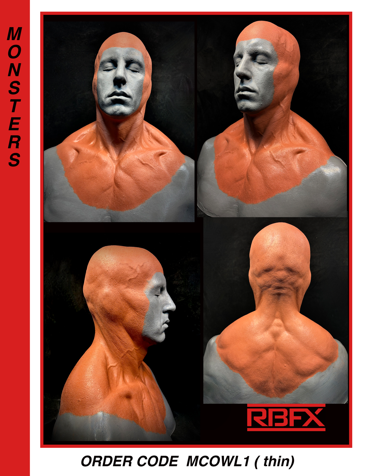MCOWL1 - THINNER MUSCULAR COWL/ MONSTER/CREATURE - Foam Latex