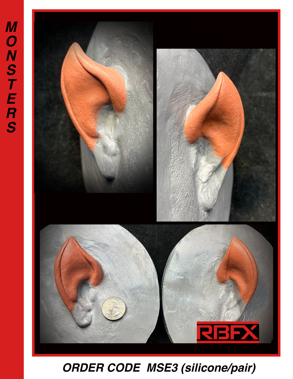 MSE3 - SILICONE ALIEN, VULCAN, ELF EARS - silicone