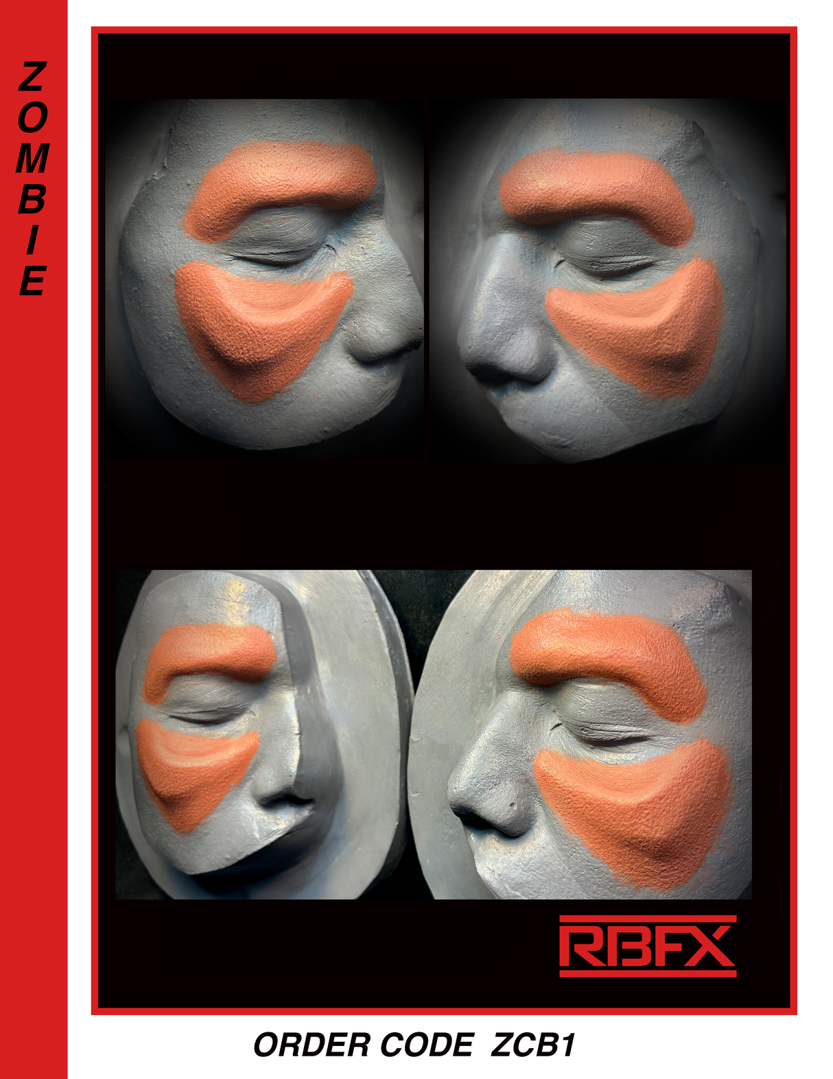 ZCB1 (R&L) ZOMBIE Cheeks and Brow Covers Left-Right - Foam Latex