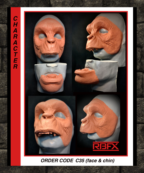 C35 - early man - caveman - ape man- bigfoot - yeti face - Foam Latex (7524435230978)