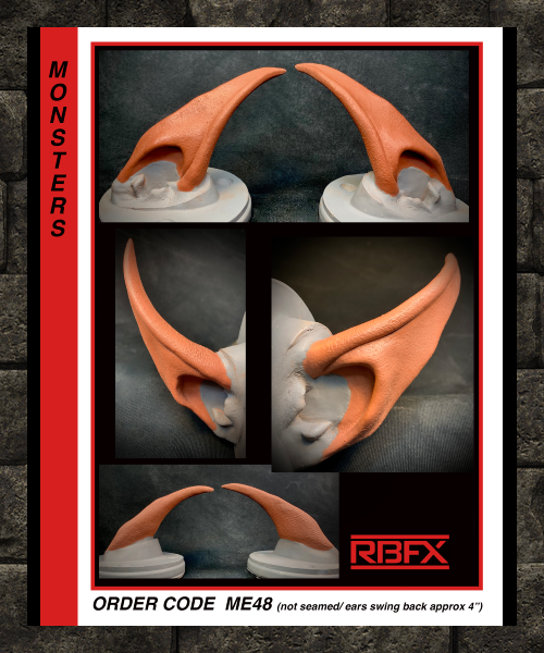 ME48 (NOT SEAMED)- GOBLIN/ FANTASY/ MONSTER/ CREATURE EARS - Foam Latex